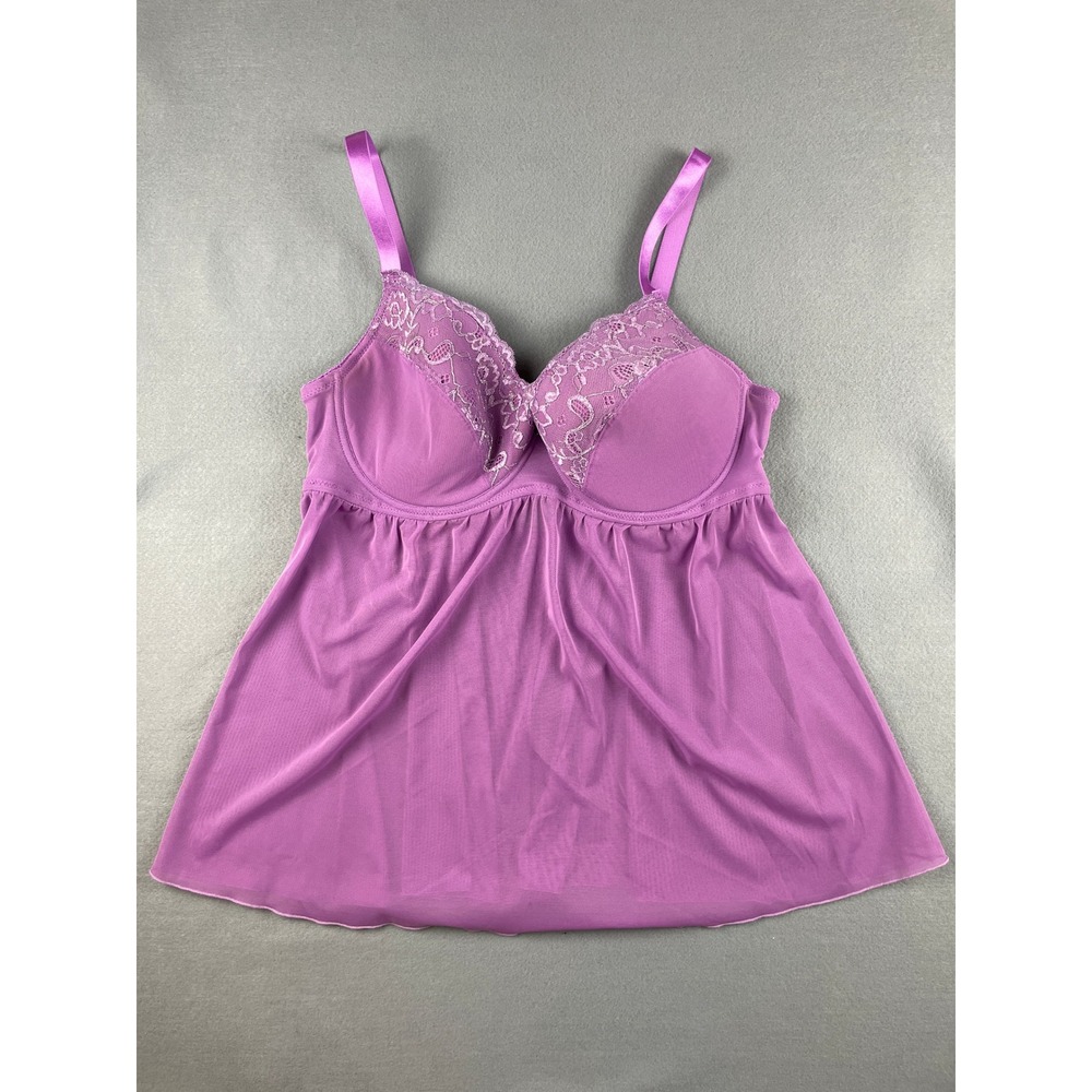 Avon Mesh Babydoll Chemise Lingerie Coquette Romantic Fairycore Purple Lace 1X